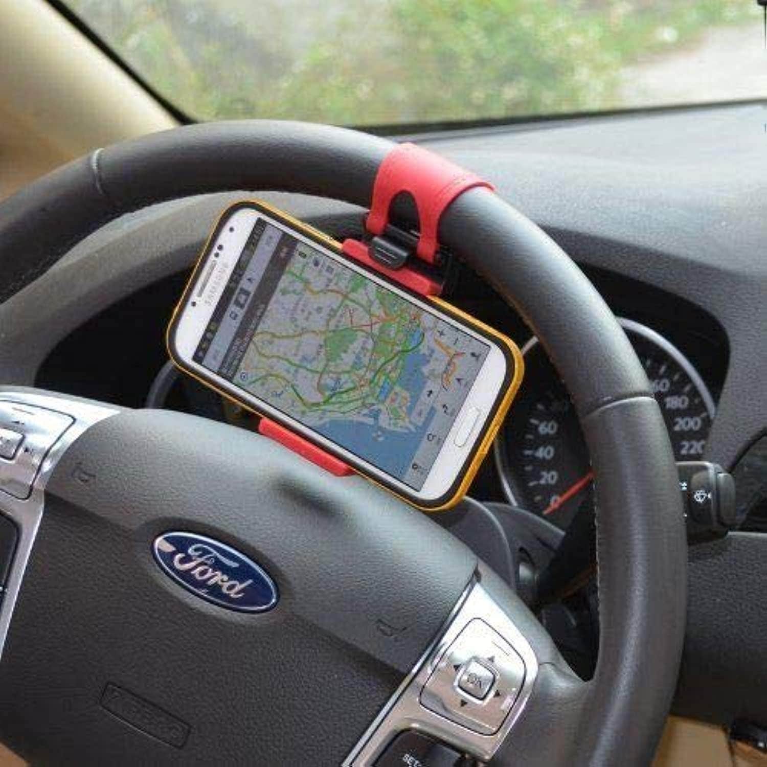 Adjustable Silicone Mobile Holder for Steering Wheel - Generic - Multi