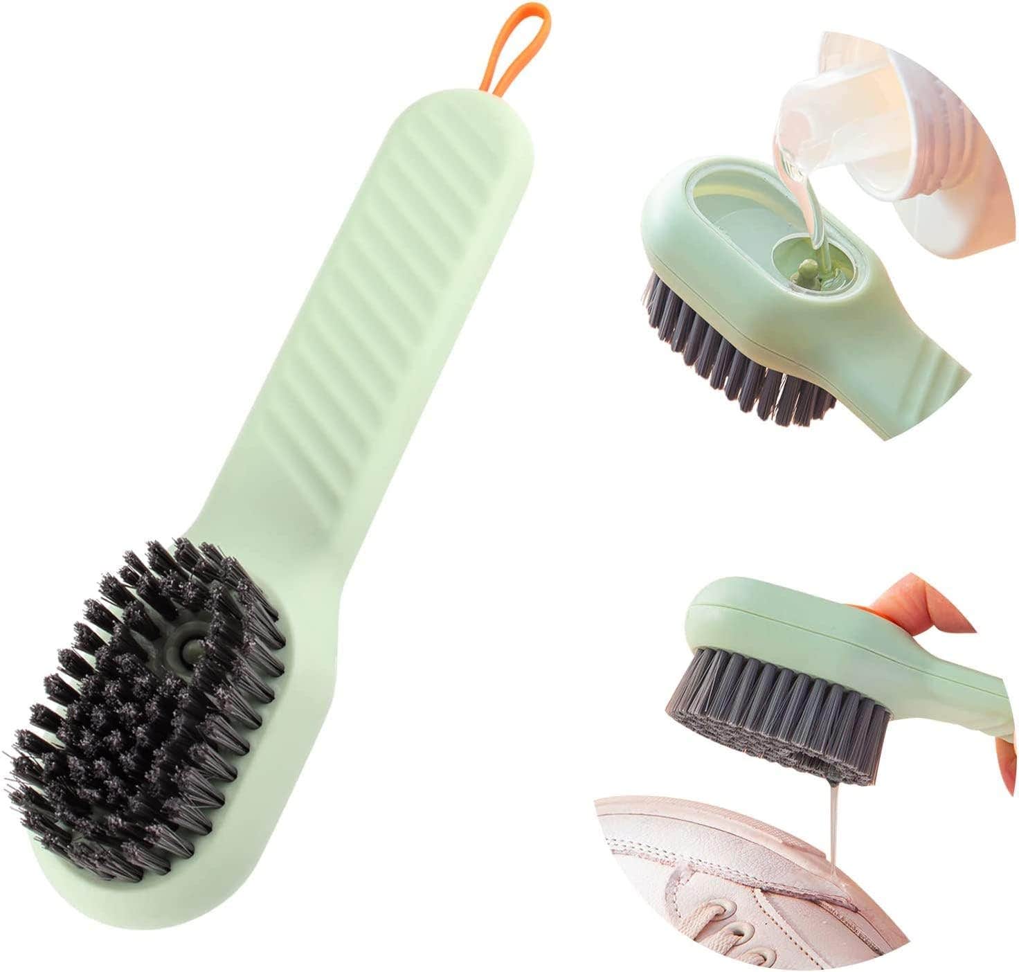 JICOOT 1Pcs Multifunctional Liquid Shoe Cleaning Brush with Soap Dispenser, Shoe Laundry Brush Scrub Brushes for Cleaning, Soft Bristle Cleaning Brushes for Household Use Bathroom Kitchen