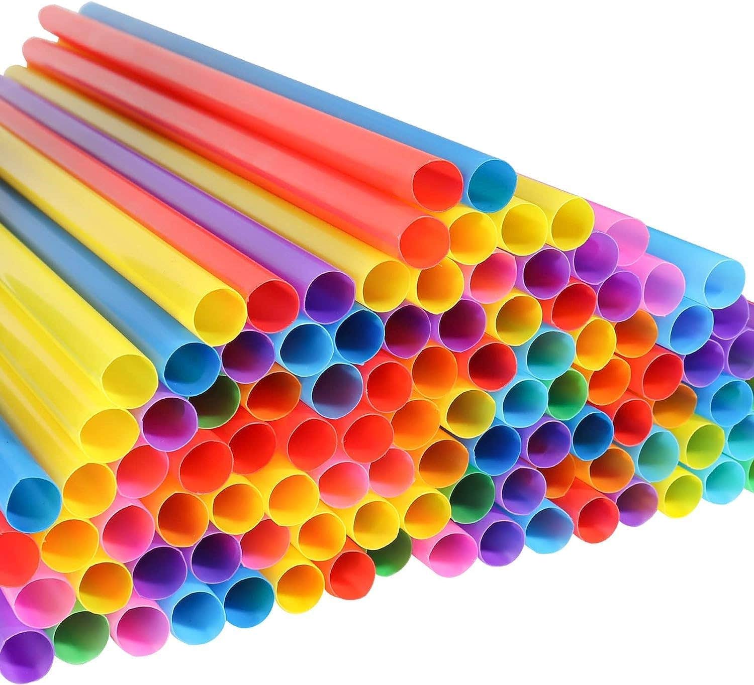 Spaceshoop Jumbo Smoothie Straws - 50 Piece, Disposable Plastic, Colorful, Large Diameter