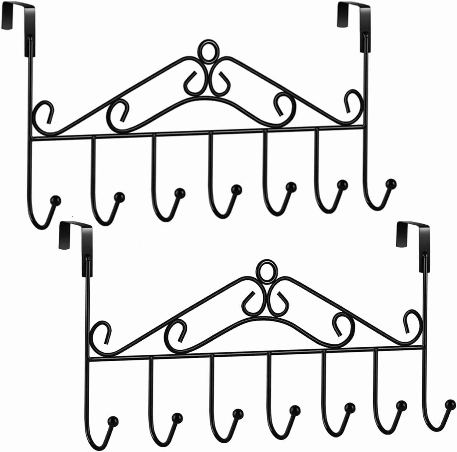 Nandae 2 Pack Over The Door Hooks Hanger - Black Alloy Steel