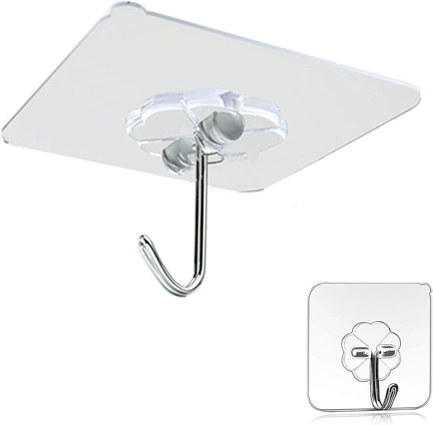 KK5 Self Adhesive Hooks Hangers - Heavy Duty 13lb - Transparent