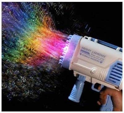 Rocket Bubble Gun 60-Hole with light Bazooka Bubble Machine Gun Toy - Blue