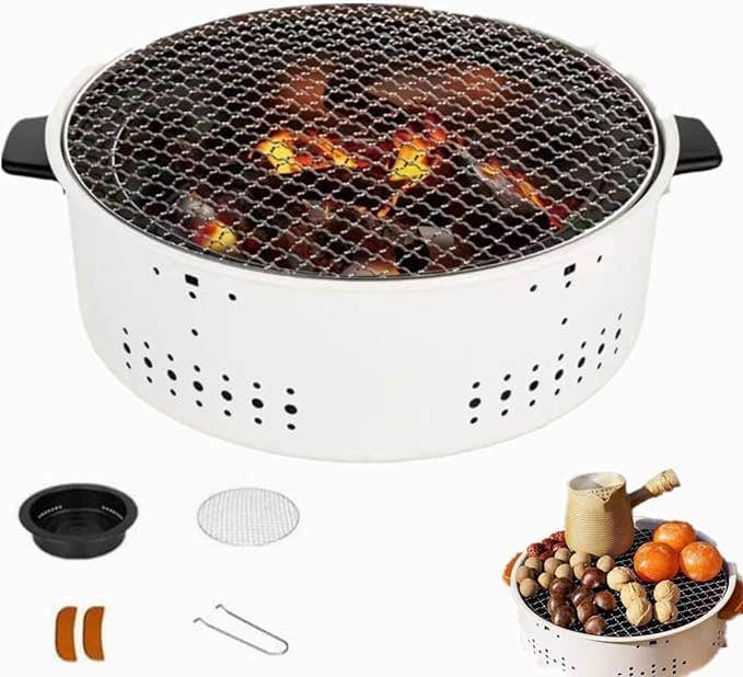 Generic 30cm Indoor Electric Grill with Nonstick BBQ Pan - Portable Oil-Free Grilling