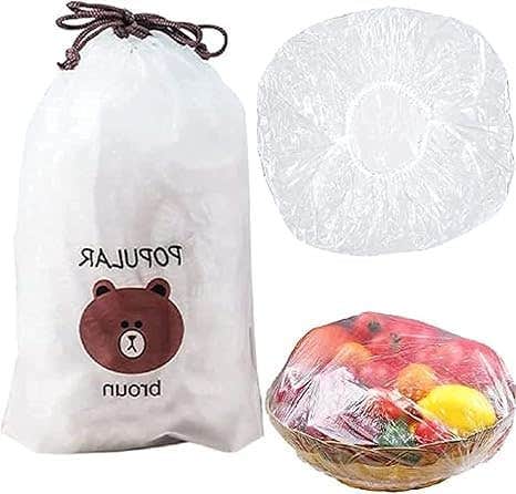 Elastic Bowl Covers for Food Storage 100-Pack - Clear