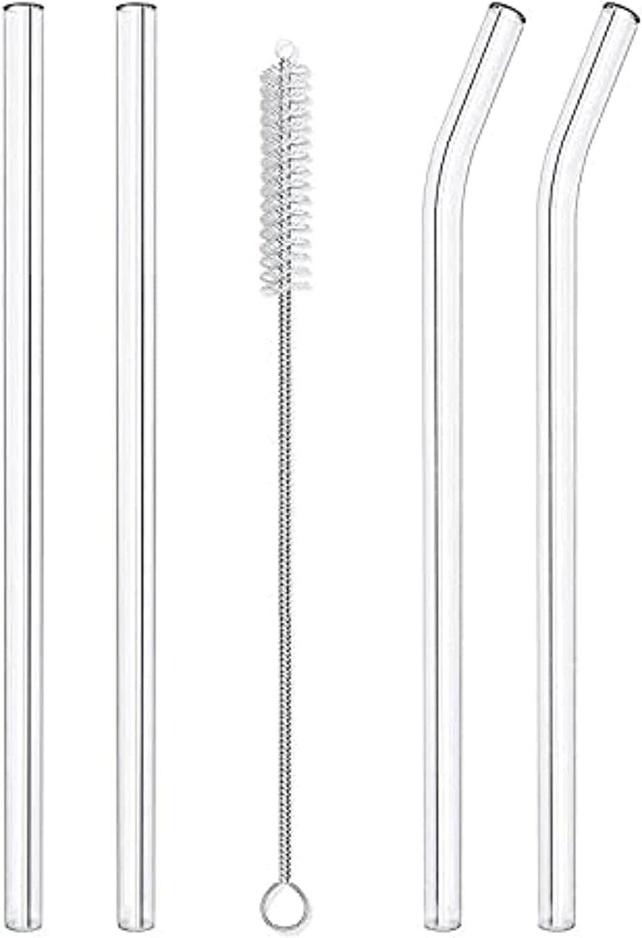 下村工業(Shimomura Kougyou) Reusable Transparent Glass Drinking Straws BPA Free, 200mm x 8mm 4 pcs - مصاص زجاج