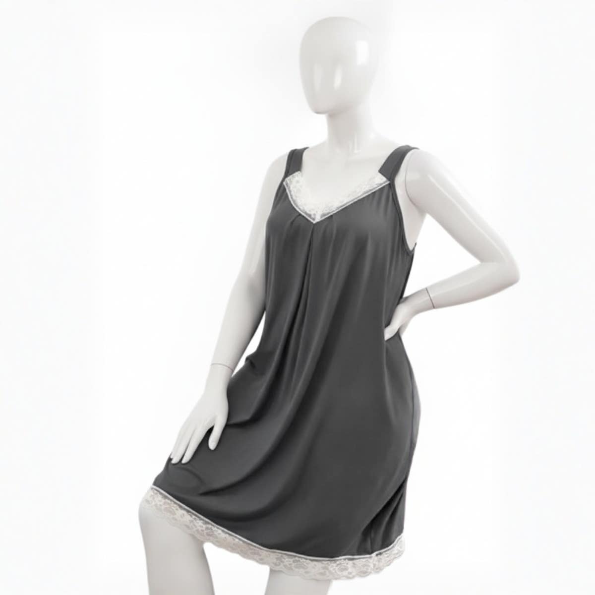 Women's Summer Cotton Lounge Caftan - Single Lycra - Beige - 80-110 Kg - Gray