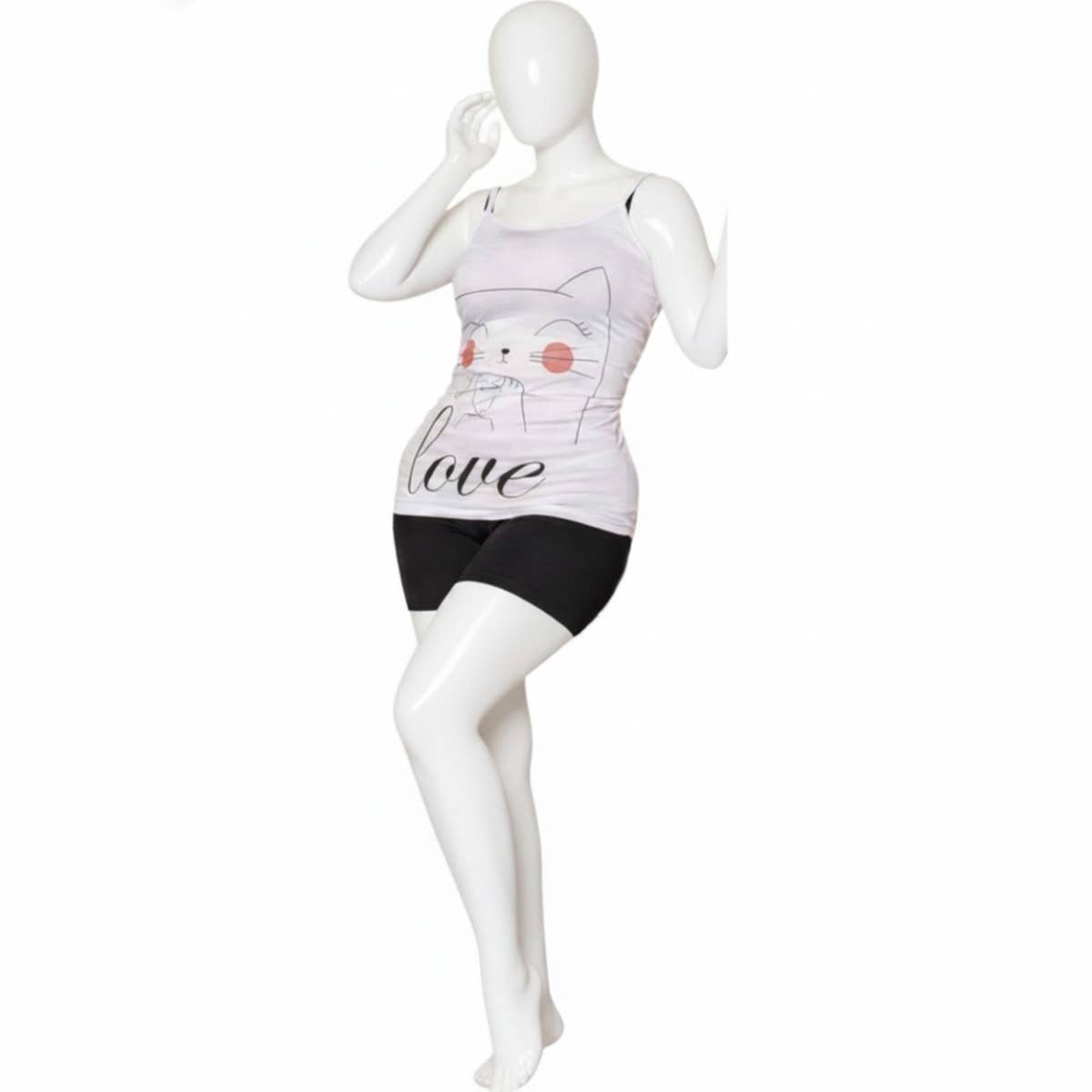 Abosefen Women's 100% Cotton Short Hot Shorts Pajama Set, Black - Free Size up to 75kg