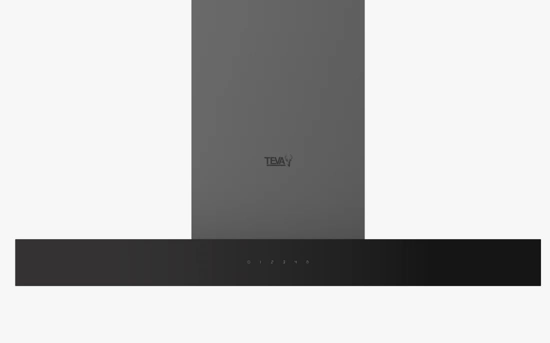 TEVA T-Shaped Hood, 90 cm, Black, 4 Speeds, Touch Control with Remote Control, Suction Power 850 m³/h, T90-DOK-850-BL