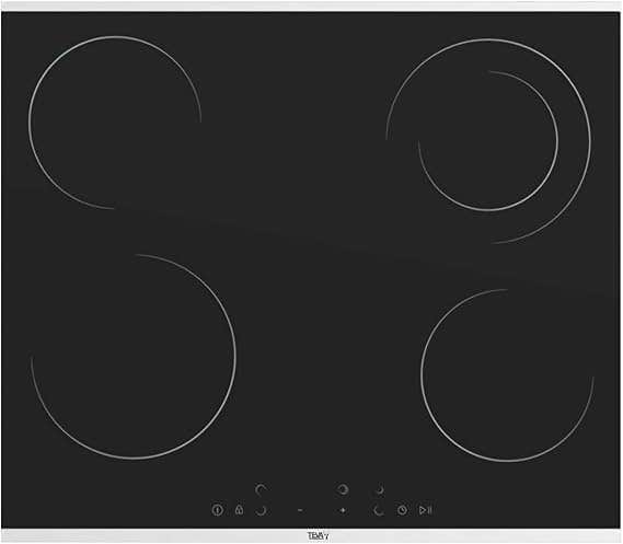 Teva Built-in Electric Hob 60cm 4 Cooking Zones Black MS263
