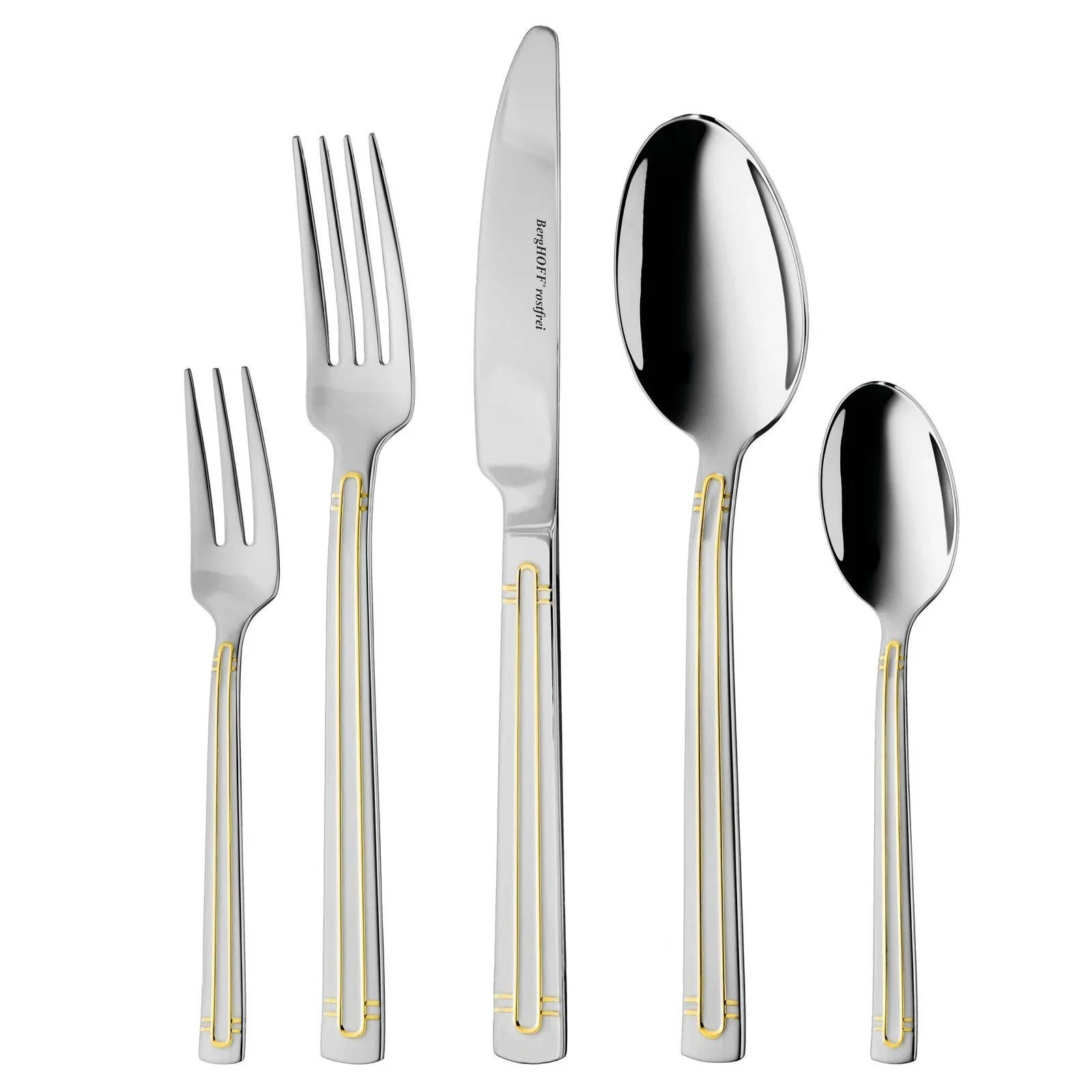 BergHOFF Heritage 30-Piece Flatware Set - Gold-Colored Accents