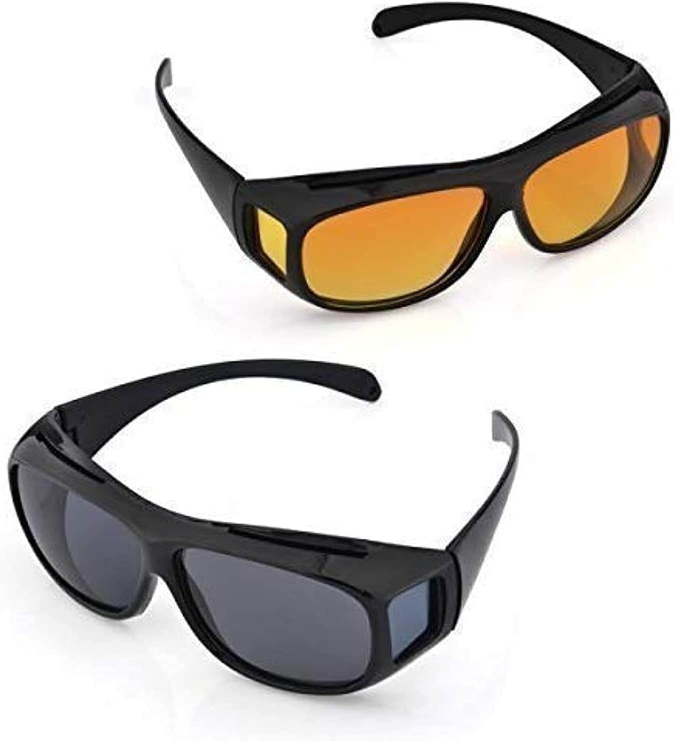 high definition unisex vision goggles anti-glare polaarized sunglasses men/women driving glasses sun glasses all bikes & car drivers - set of 2 glass/goggles
