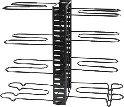 Pan Organizer Rack, Adjustable Cookware Storage Stand, Black Metal