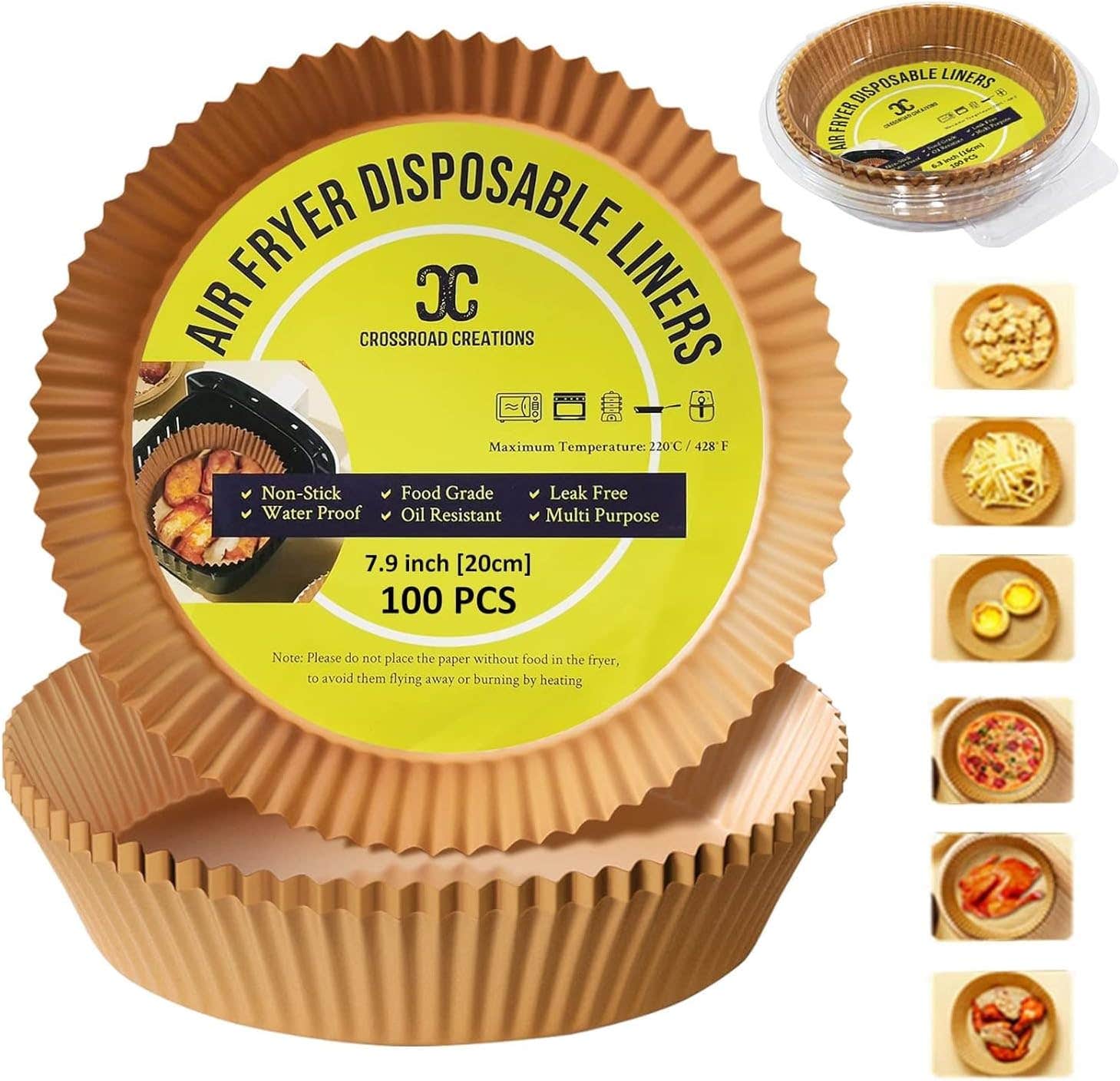 Air Fryer Paper Liners - Set Of 100 - 160 x 45mm
