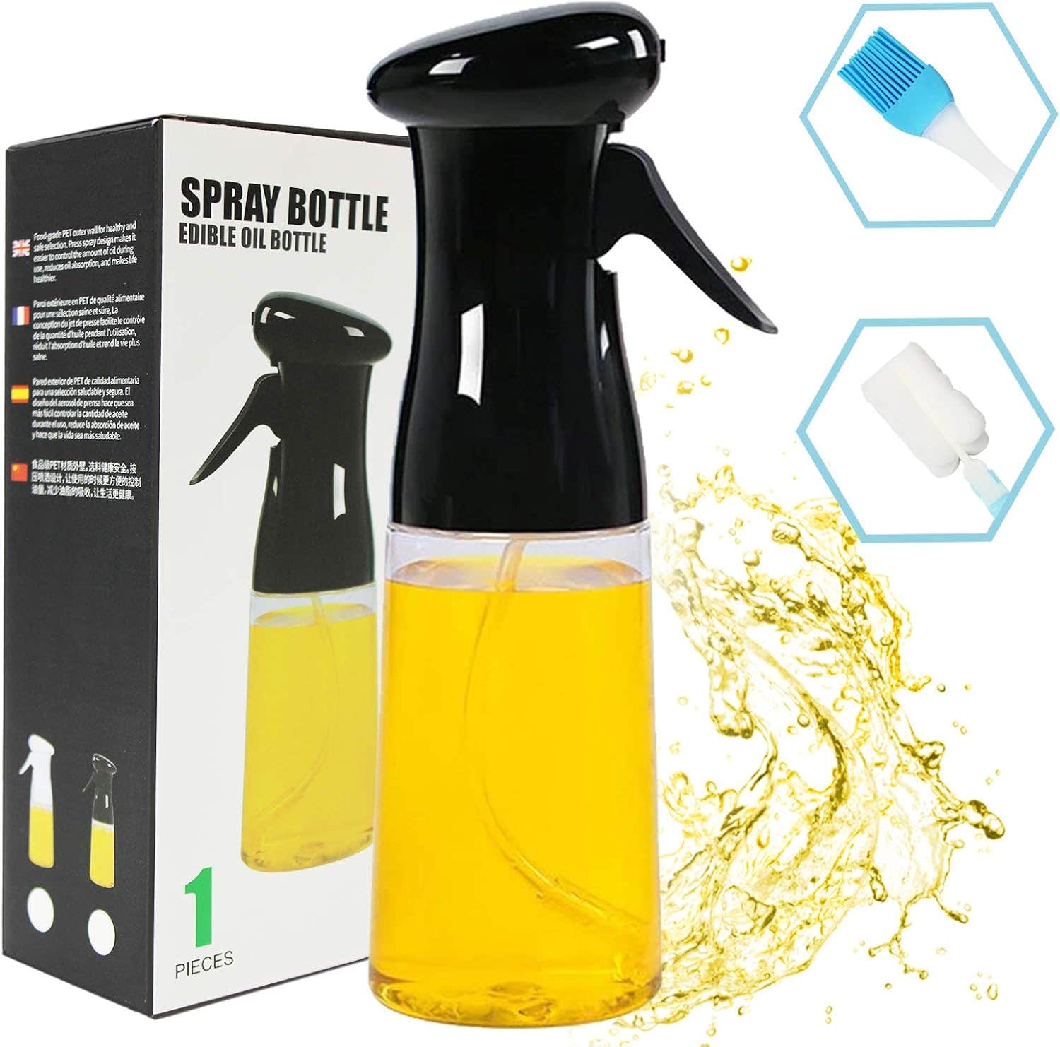 Oil Sprayer Bottle for Cooking - 210ml - Black