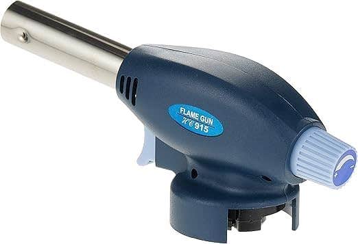 Professional Butane Torch Gun, Navy Blue and Silver, Handheld Culinary Flame Kitchen Tool 2Piece