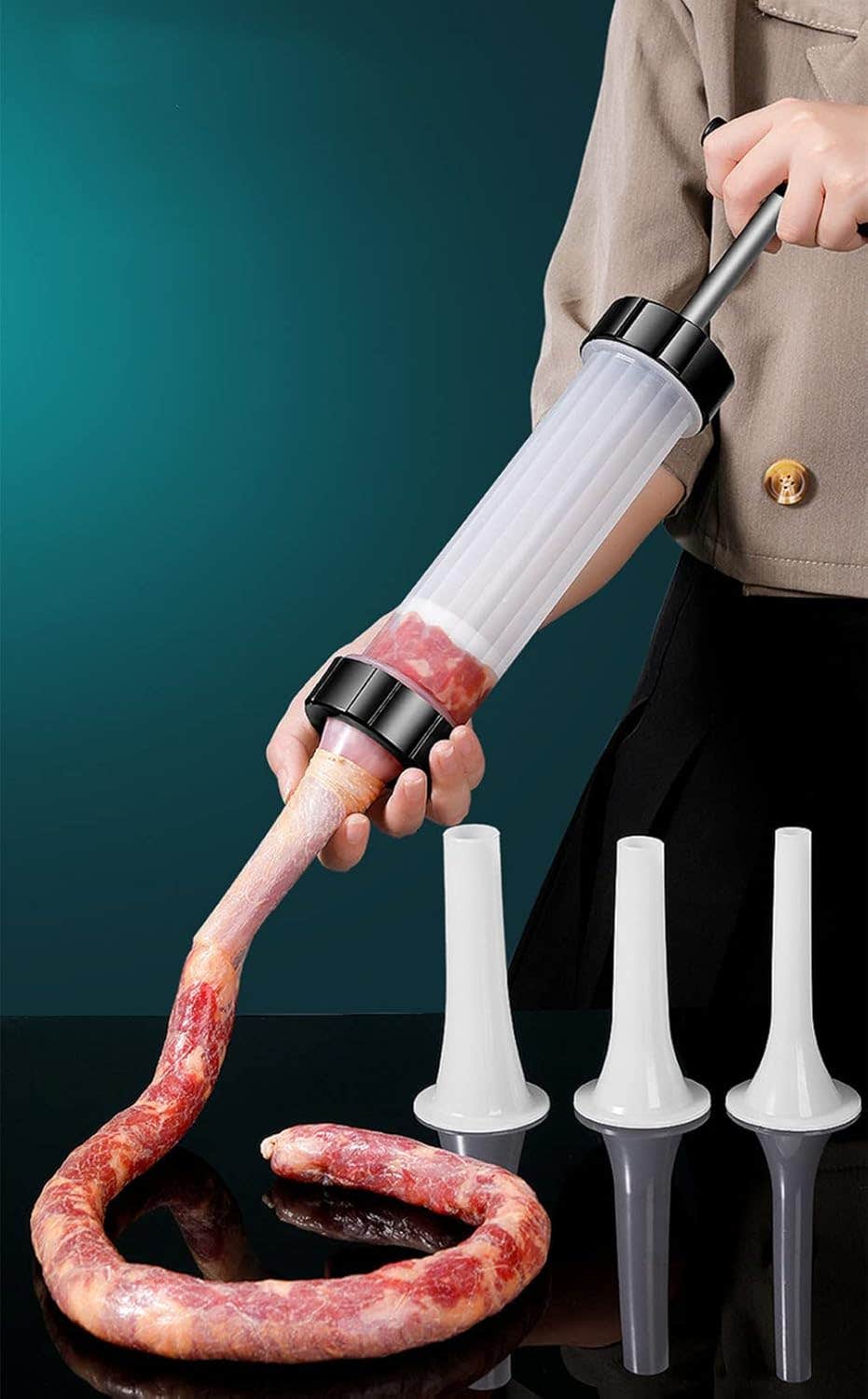 Hand Operated Salami Maker -Sausage Filling Machine -Household Sausage Filler-Homemade Sausage Filling Machine Easily Make Various Sausages at Home