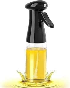 Oil Spray Bottle for Cooking, Clear Glass Body with Sprayer, for Grilling and BBQ (1, black)