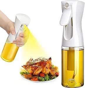 Oil Spray Bottle for Cooking, Clear Glass Body with Sprayer, for Grilling and BBQ (2, black/white)