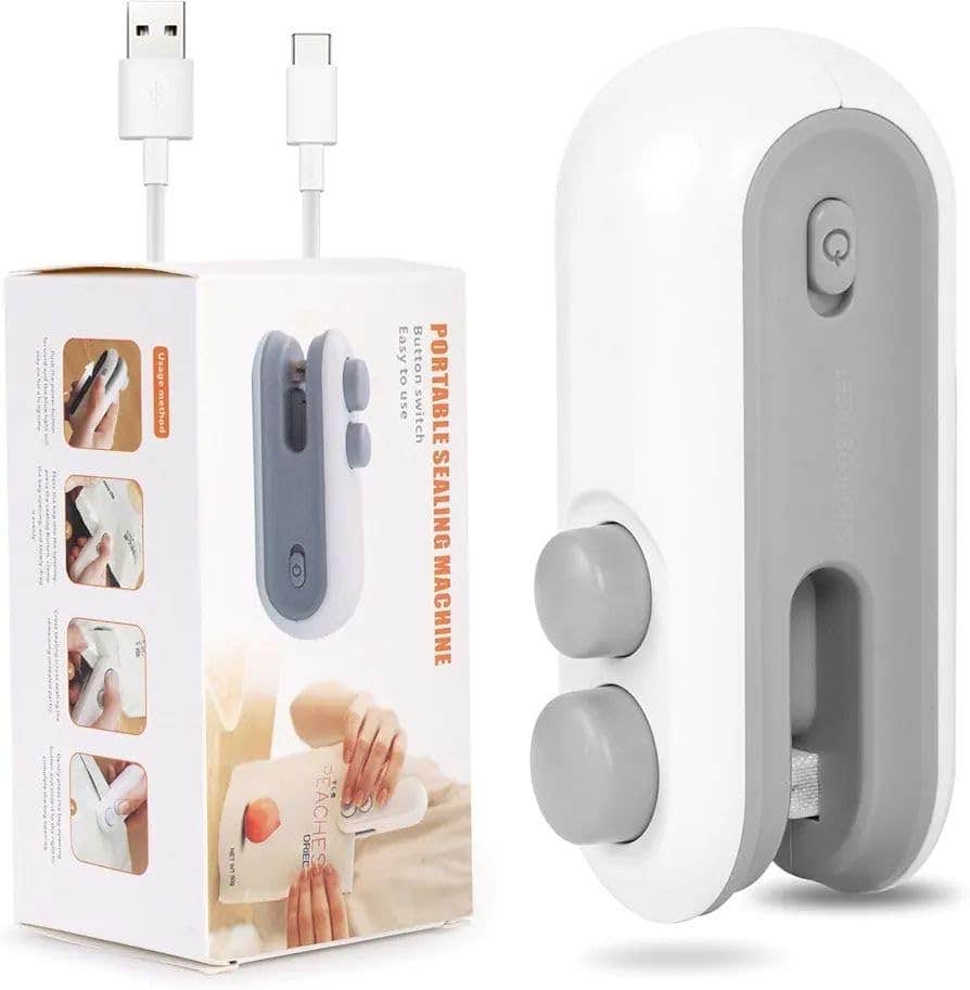 Portable Mini Bag Sealer 2 in 1 Sealer Heater and Cutter White Plastic Hand Operated (mm)