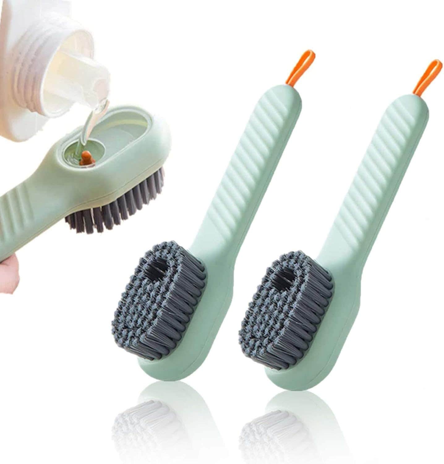 Multi-purpose liquid shoe brush, 2 pieces, light green