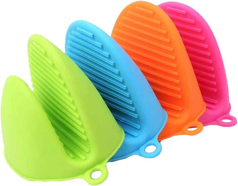 Kitch N' Wares Silicone Pot Holder Set - 4 Durable Pinch Mitts (Multicolor) - Heat-Resistant Kitchen Hand Protectors