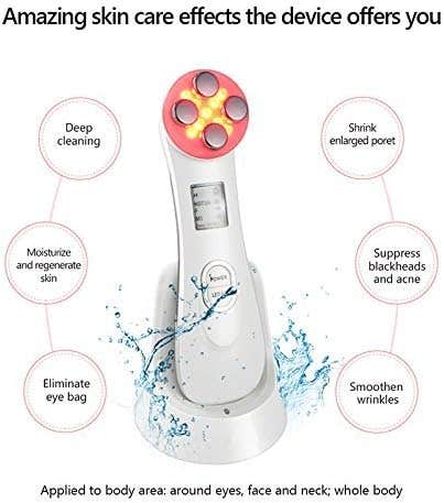 Ultrasonic Facial Beauty Device, 5 in 1 High Frequency Facial Machine RF EMS LED Treatments Face Massager For Skin Care Facial Cleaner Face Lifting Anti-aging Anti-wrinkle
