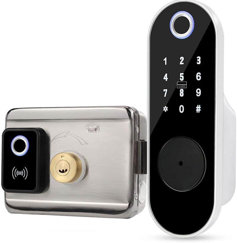 Tuya Fingerprint Door Lock, Keyless Entry Keyboard Latch with Key Entrance, Anti-Peeking Password, Intelligent Anti-Theft Lock