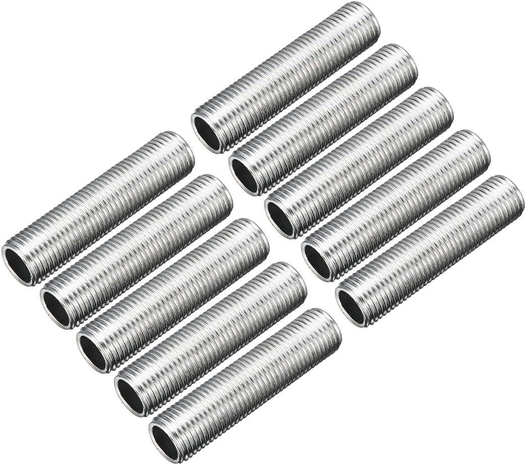 uxcell Zinc Plated Lamp Pipe M10 40mm Length 1mm Pitch All Threaded 10Pcs