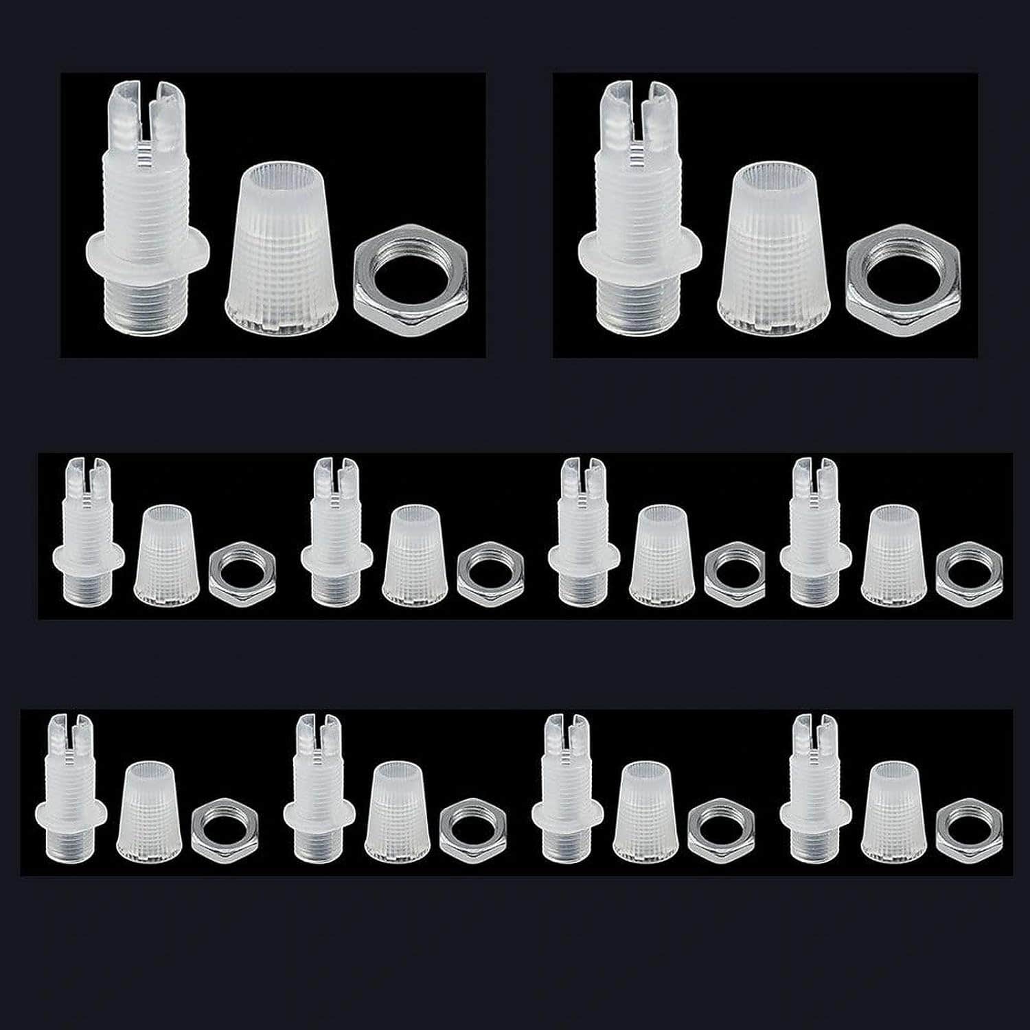 10 Sets M10 Strain Relief Thread & Hex Nut Clamp - Transparent Home Cable Lock Kit