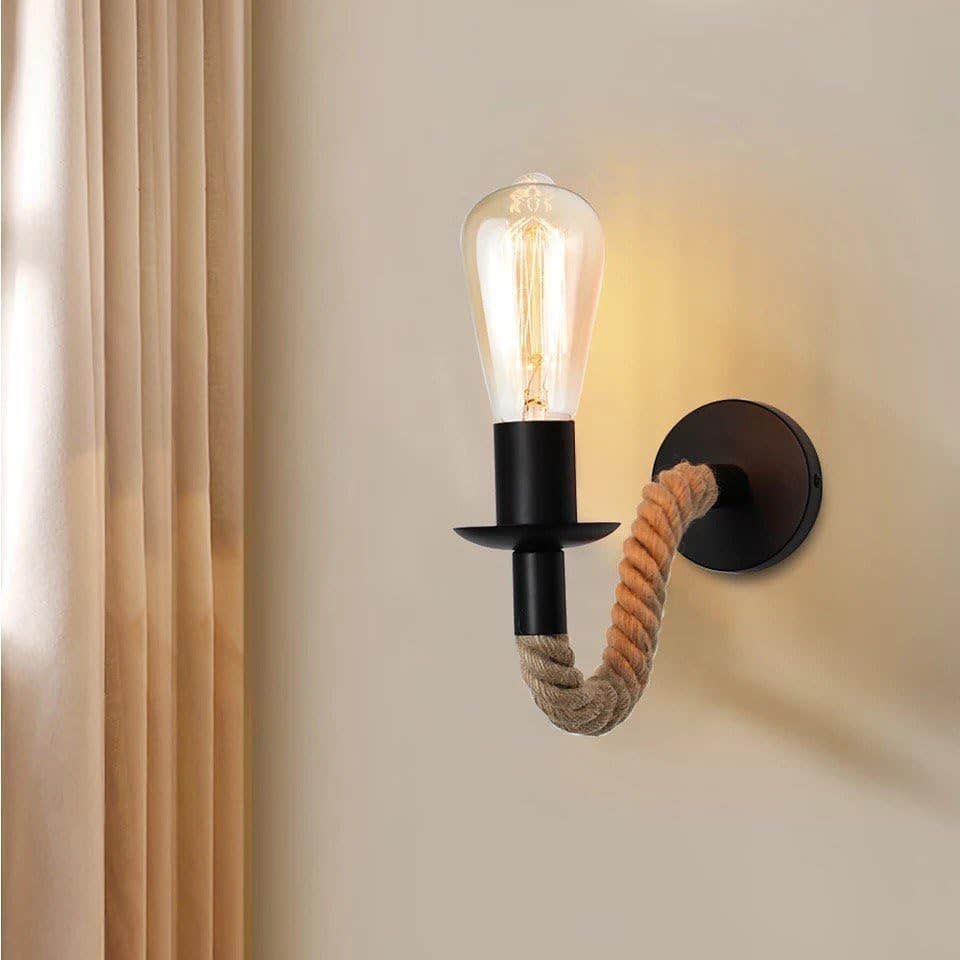 Mushkah Lighting Rustic Rope Wall Lamp