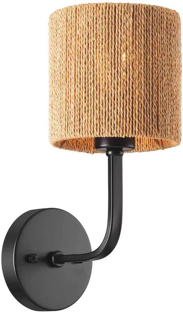 Mushkah Lighting Rustic Wall Lamp with Woven Shade