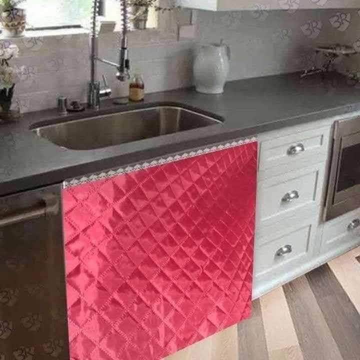 Generic Under Sink Kitchen Curtain - Geometric Pattern, Red - 150 × 100 cm