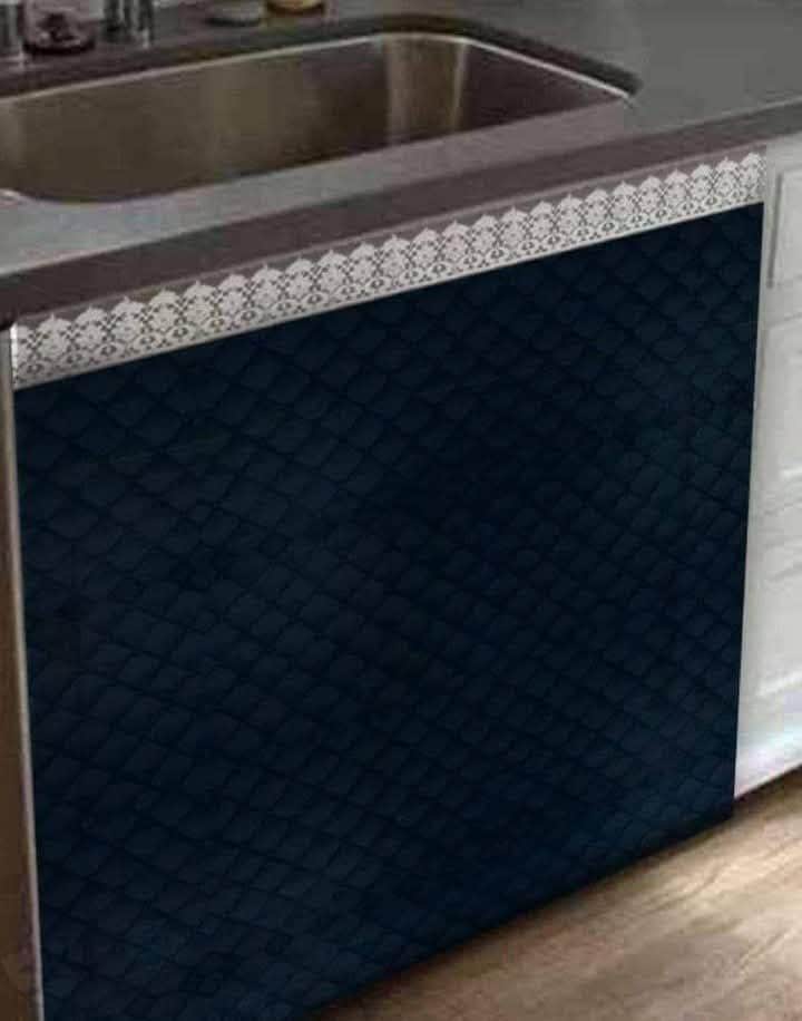Under Sink Kitchen Curtain – Black – Quilted Cabinet Cover
