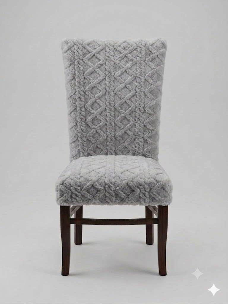 Dining Chair Cover Soft Jacquard Fur Material - Modern Design Elastic Chair Protector Cover - Non-Slip Easy Installation (Grey)