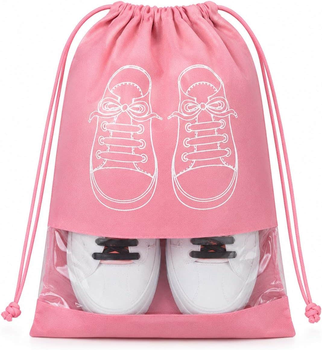 Travel Shoe Bag Waterproof Dustproof with Clear Window and Drawstring Closure, Large Size Shoe Organizer for Travel, Gym, Home Storage
