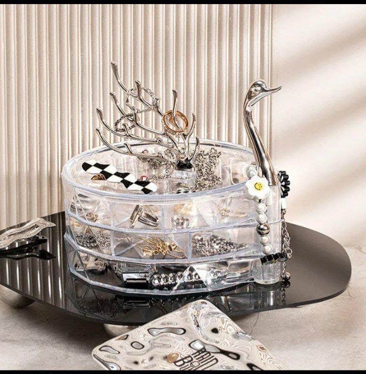 Acrylic 3-Tier Ring Jewelry Organizer with Lid - Clear, Dustproof, Waterproof
