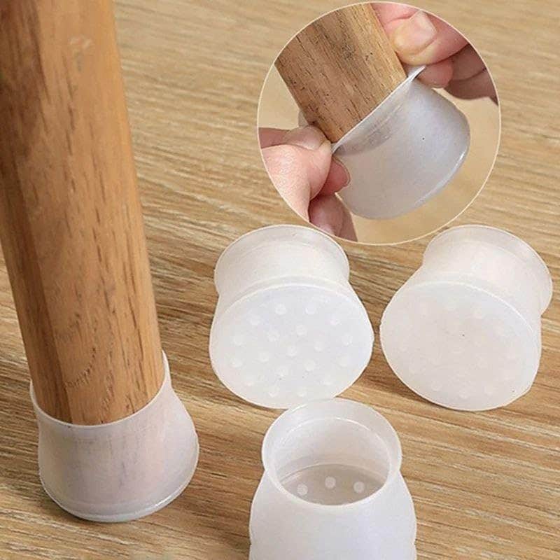 Silicone Chair Leg Floor Protectors, Anti-Slip Furniture Protector Cover Pads (8 Pcs) (White, Medium)