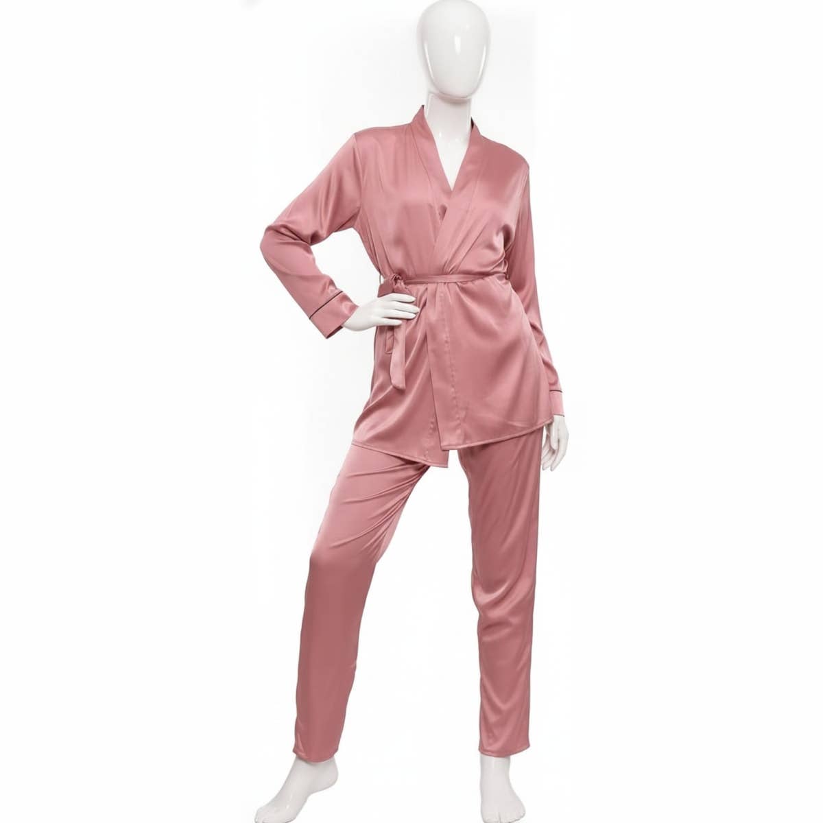 Women's Pajama Set - Gamal Sons, Satin, 5-Piece, Spaghetti Straps