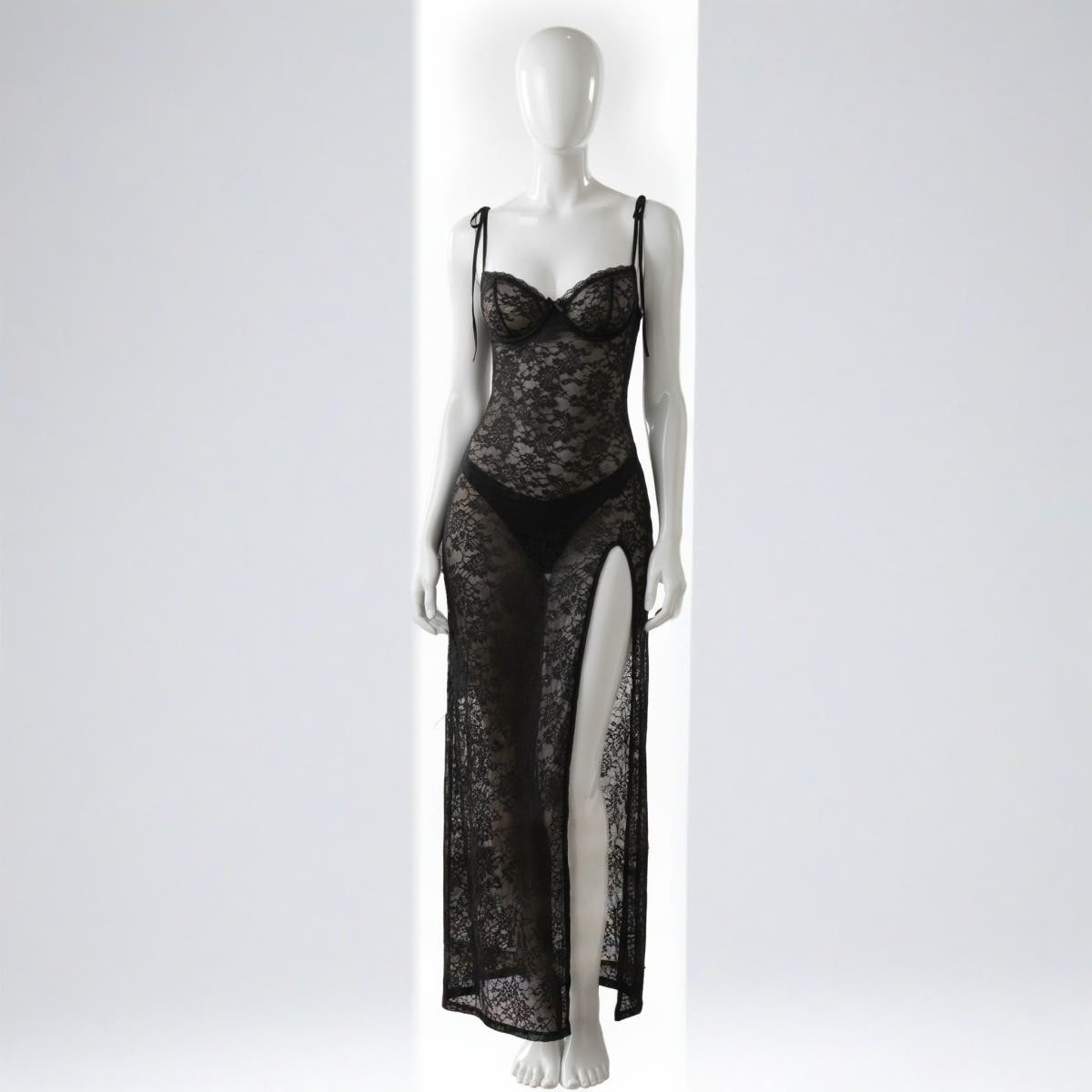 Women's Nightwear - Gamal Sons, Long, With Straps - Black