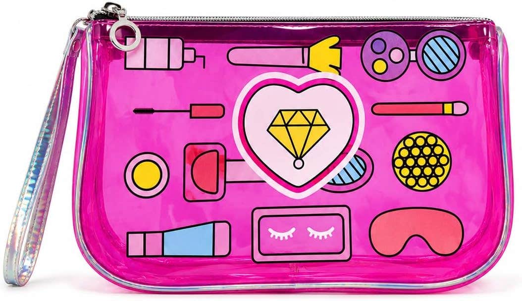 Clear Makeup Bag with Glitter Hand Handle Beautiful Makeup Bag for Daily Use (Cashmere)
