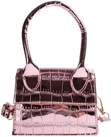 Glitter Crocodile Pattern Mini Crossbody Bag for Girls, Detachable Shoulder Strap Clutch Bag