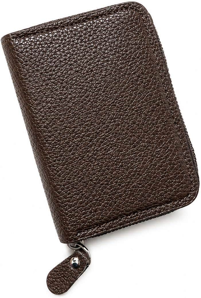 Mens Leather Wallet with Zipper for Money ID Card Holder Stylish Design (Brown)