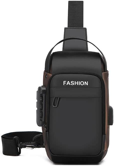Men's Waterproof Crossbody Shoulder Bag with USB Charging - Oxford Leather - TalhaOnlineStore