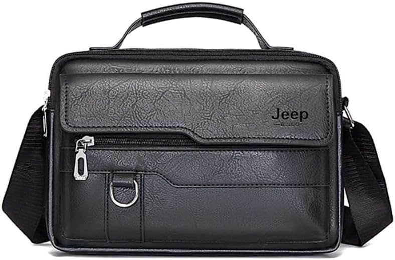 Men's Leather Handbag Shoulder Bag Fashion Multi Pockets 29x20x6cm