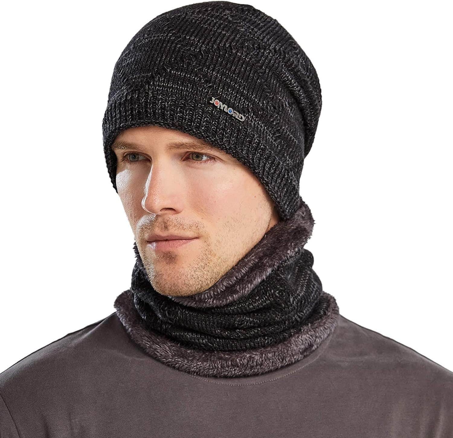 Winter Beanie Hats Scarf Set Warm Knit Hat Skull Cap Neck Warmer with Thick Fleece Lined Winter Hat for Men Women Snow Proof - 20 Degree Woolen Capset