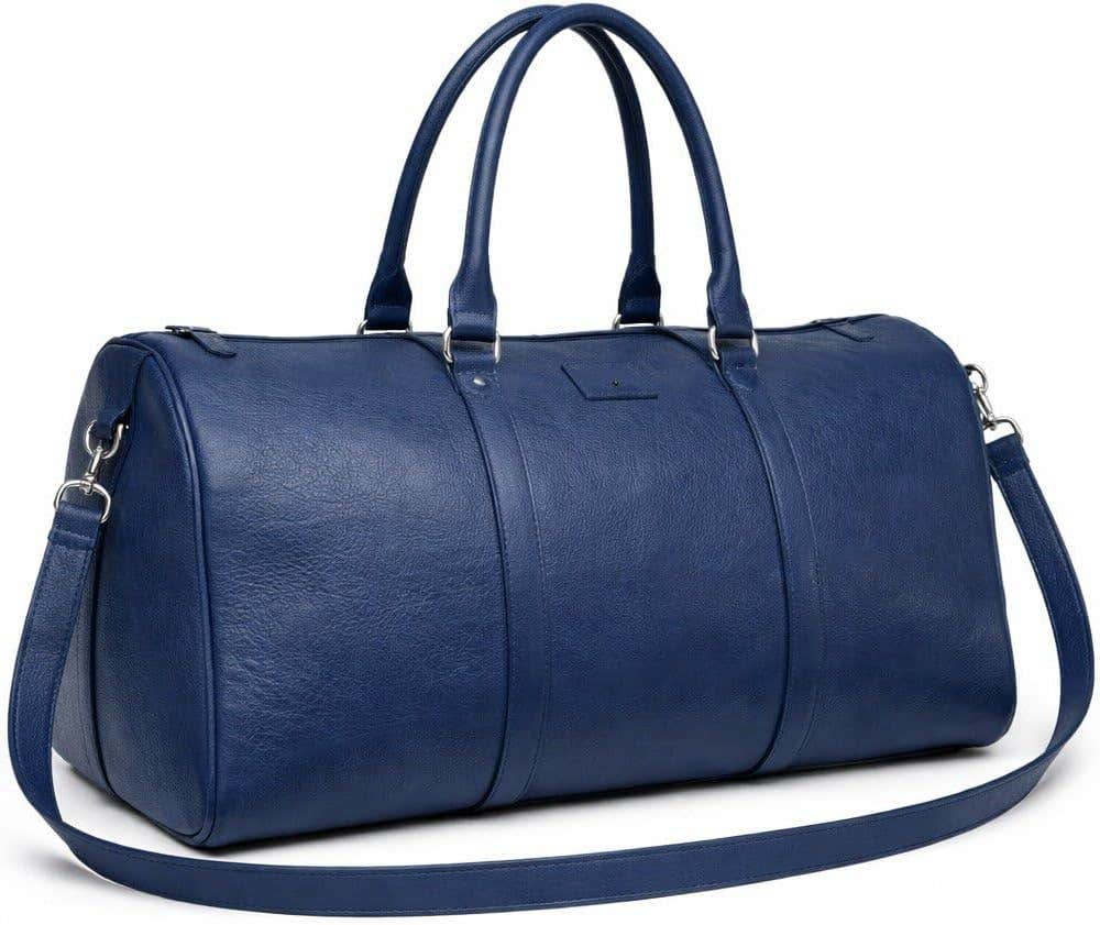 Crocodile Pattern Leather Travel Duffel Bag, Weekender Bag for Men and Women, Large Sports Bag, Beige, 52x28x24cm (Navy)