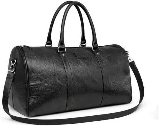 Crocodile Pattern Leather Travel Duffel Bag, Weekender Bag for Men and Women, Large Sports Bag, Beige, 52x28x24cm (Black)