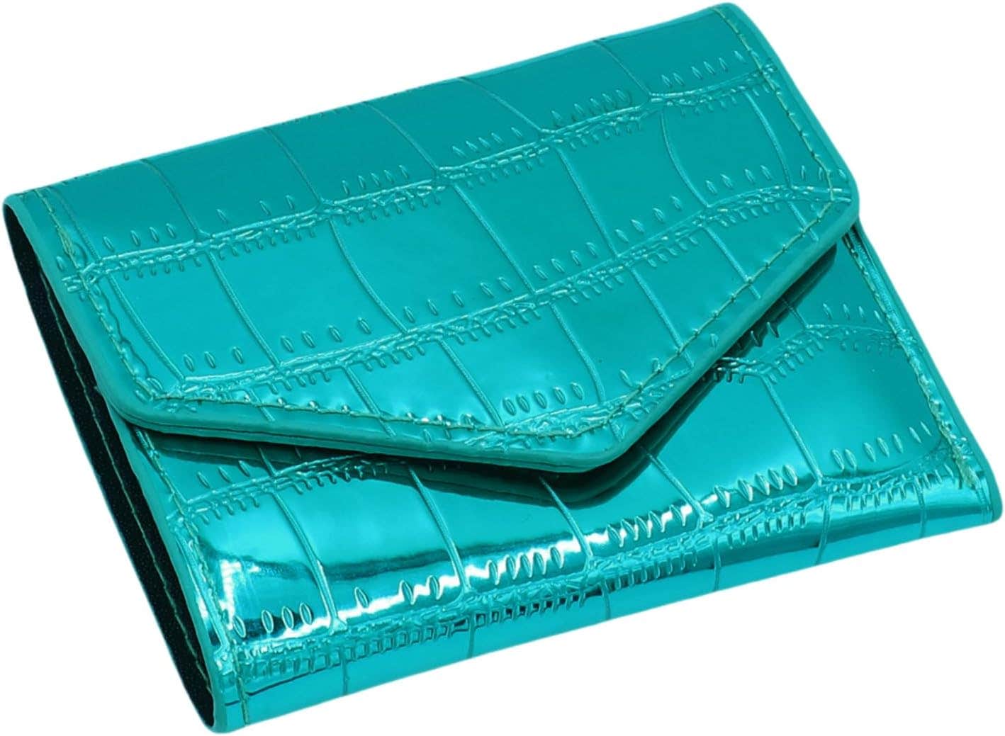 RARITYUS Shiny Metallic Small Wallets for Women Crocodile Pattern Purse Credit Card Holder Slim Clutch Wallet