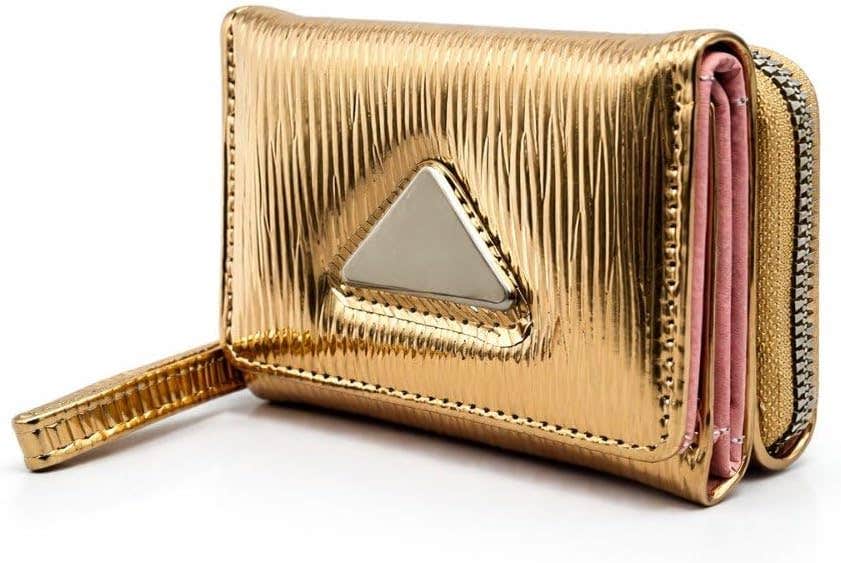 Women's Small Size Multi Section Wallet for Cash and Cards, Rose and Silver (Gold)