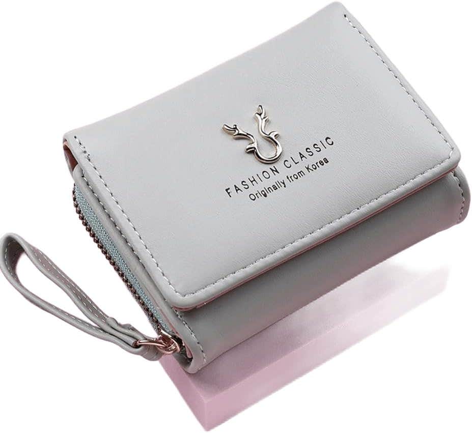 Women's Small Wallet for Cash and Cards with 8 Inner Pockets (GRAY)